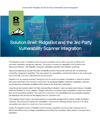 RidgeBot and the 3rd Party Vulnerability Scanner Integration